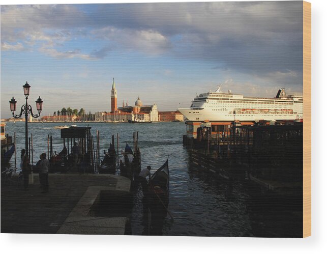 Venice Wood Print featuring the photograph Venice Cruise Ship by Andrew Fare