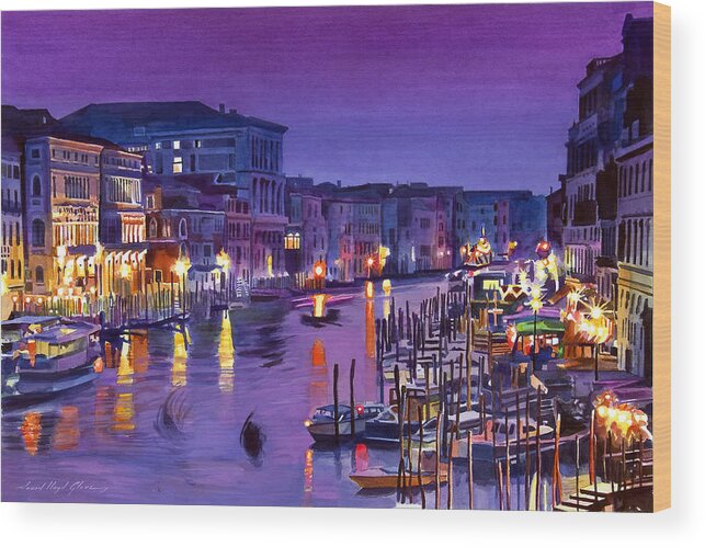 Nights Wood Print featuring the painting Venice Nights by David Lloyd Glover