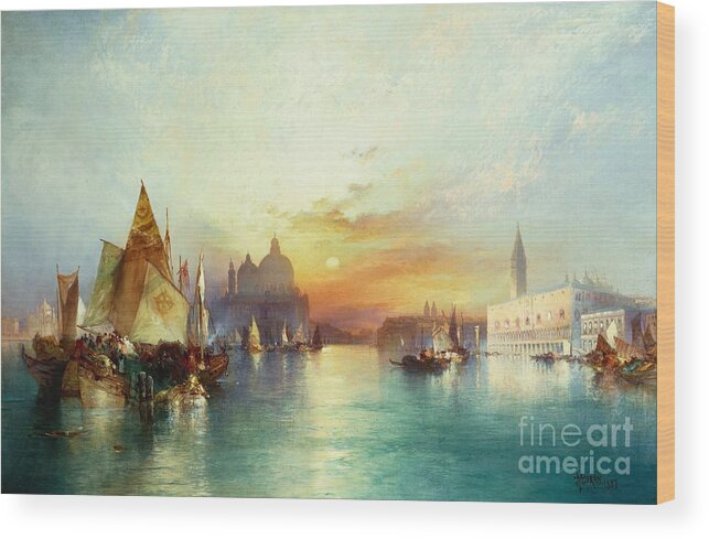 Venetian Scene Wood Print featuring the painting Venice, 1897 by Thomas Moran