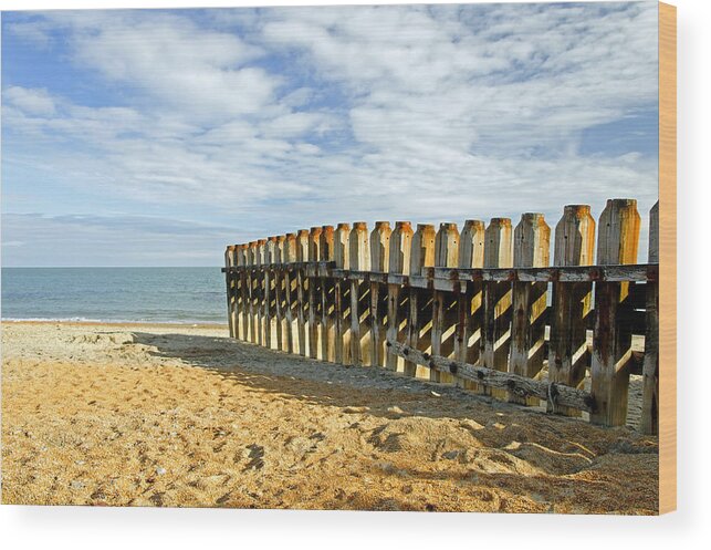 Isle Of Wight Wood Print featuring the photograph Ventnor Beach Groyne by Rod Johnson