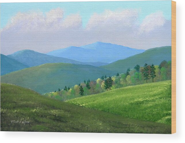 Spring Wood Print featuring the painting Vermont Pastures by Frank Wilson