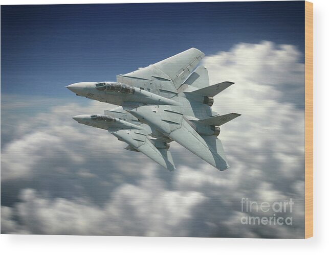 F-14 Tomcat Wood Print featuring the digital art VF-101 Grim reapers by Airpower Art