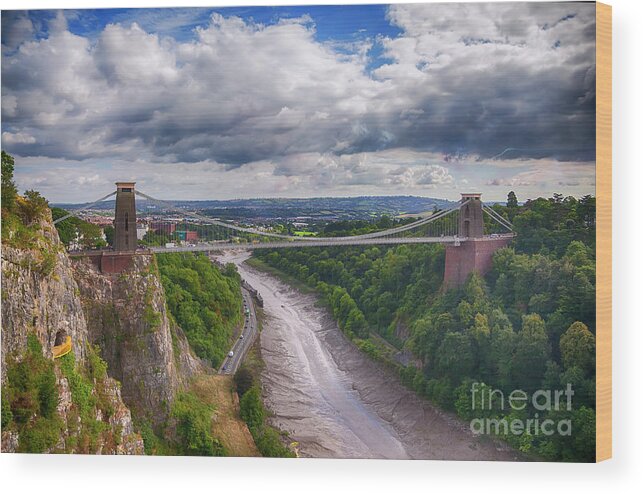 Air Wood Print featuring the photograph view at Bristol bridge by Ariadna De Raadt