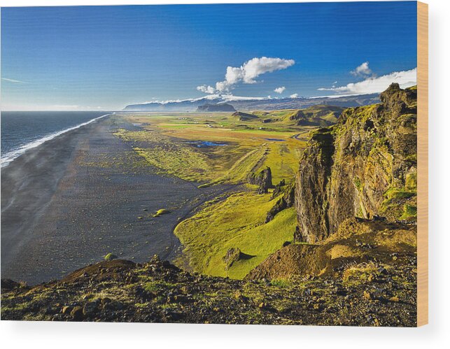 Dyrholaey Wood Print featuring the photograph View From the Cliffs - Iceland by Stuart Litoff