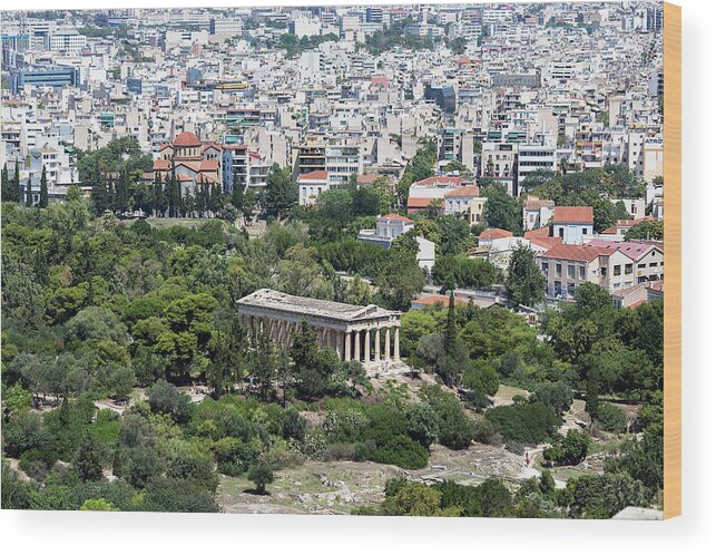 Acropolis Wood Print featuring the photograph view to the Temple of Hephaestus, Athens, Greece, Europe by Henning Marquardt