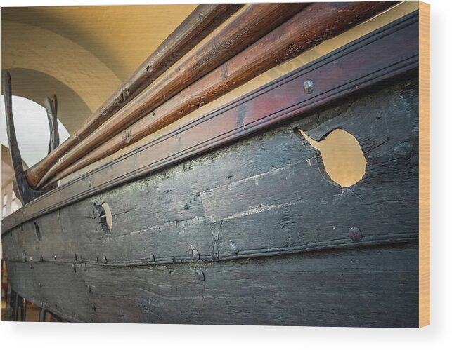 Antique Wood Print featuring the photograph Viking Ship Museum Oars Detail by Adam Rainoff