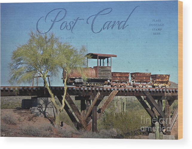 Train Wood Print featuring the photograph Vintage Mining Train with Carriages by Teresa Zieba