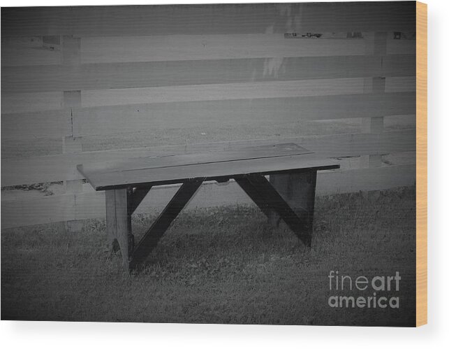 Vintage Shaker Bench Wood Print featuring the photograph Vintage Shaker Bench by Carol Riddle