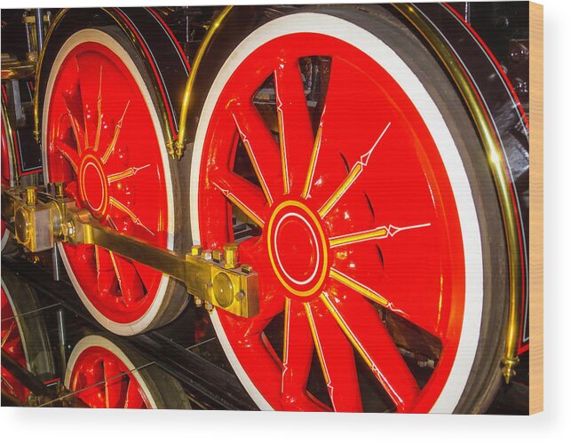 Virginia & Truckee.r.r. Wood Print featuring the photograph Virginia and Truckee Large Red Train Wheels by Garry Gay
