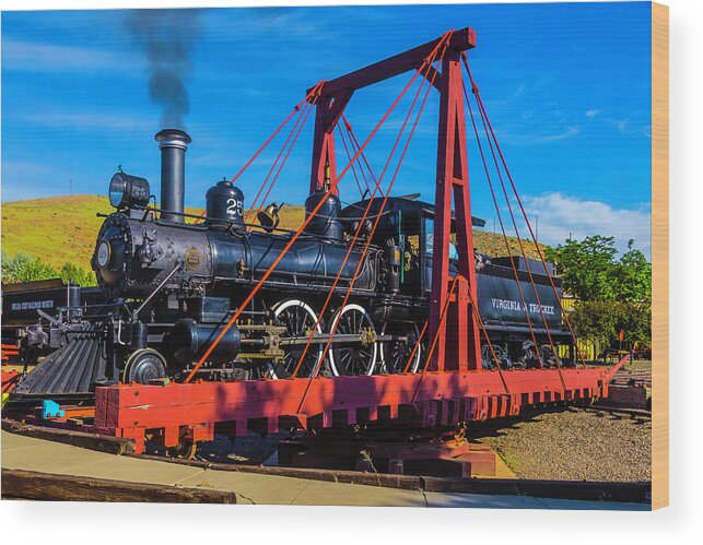 Virgina & Truckee Wood Print featuring the photograph Virginia Truckee 25 Train On Turntable by Garry Gay
