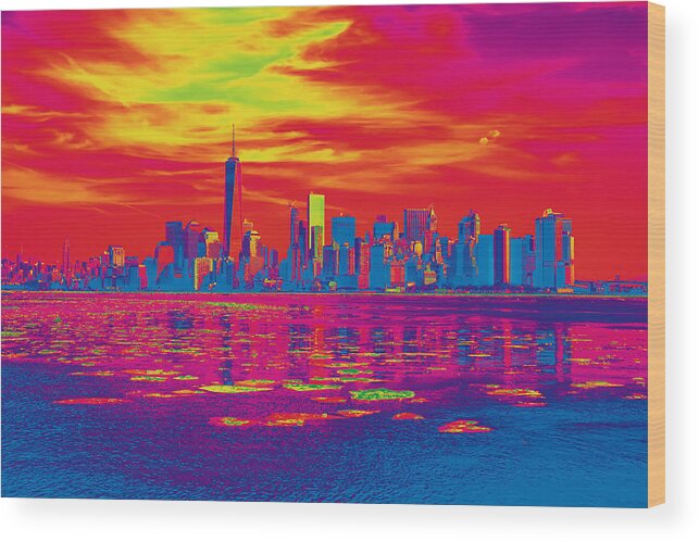 New York Wood Print featuring the photograph Vivid Skyline of New York City, United States by Anthony Murphy