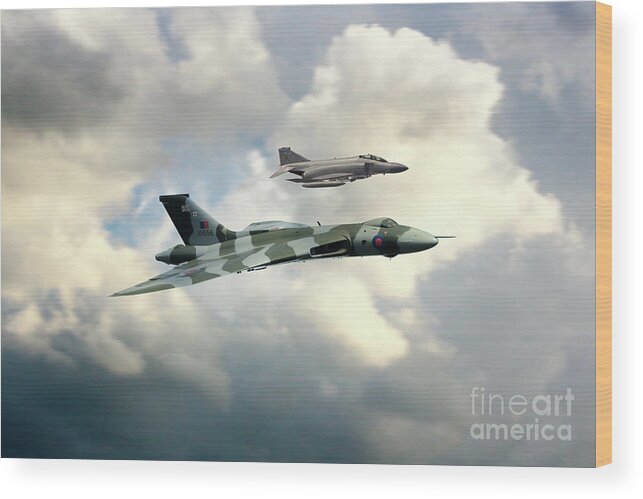 F4 Phantom Wood Print featuring the digital art Vulcan and Phantom by Airpower Art