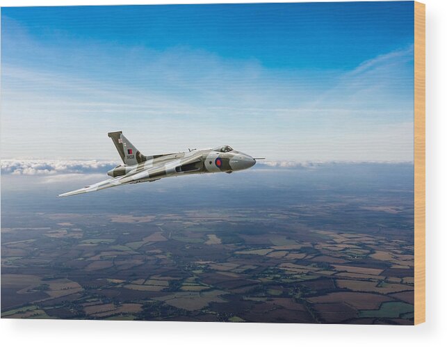 Avro Vulcan Wood Print featuring the photograph Vulcan in flight 2 by Gary Eason