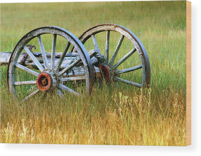 Prairie Wood Print featuring the photograph Wagon Wheels by Melanie Alexandra Price