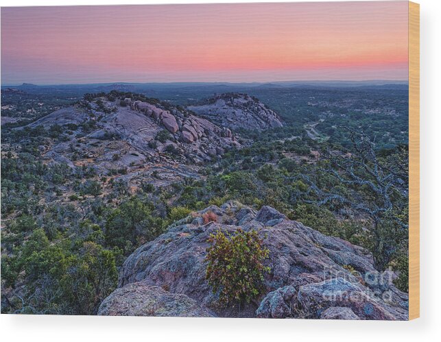 Central Wood Print featuring the photograph Waiting for Sunrise at Turkey Peak - Enchanted Rock Fredericksburg Texas Hill Country by Silvio Ligutti