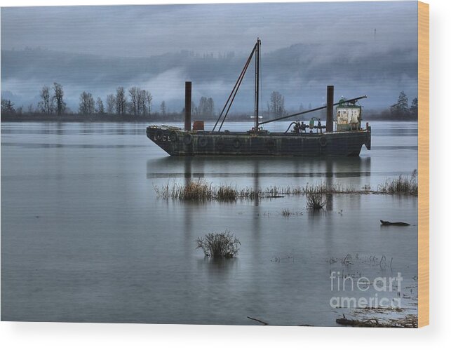 Tug Boat Wood Print featuring the photograph Waiting For The Barge by Adam Jewell