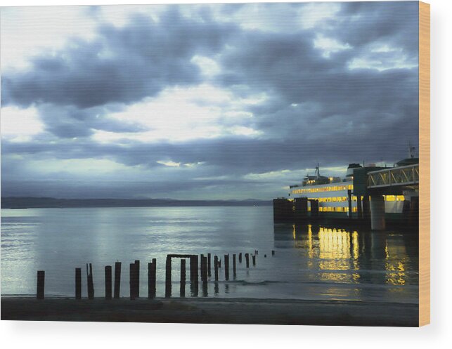 Clouds Wood Print featuring the photograph Waiting for the Ferry by Ronda Broatch