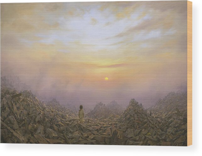 Landscape Wood Print featuring the painting Wasteland by Brian McCarthy