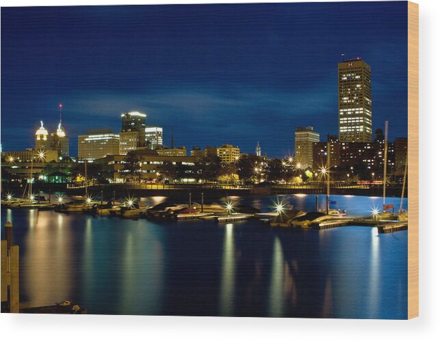 Cityscape Wood Print featuring the photograph Waterfront Lights by Don Nieman