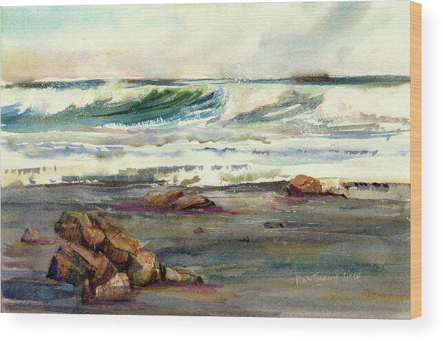Visco Wood Print featuring the painting Wave Action by P Anthony Visco