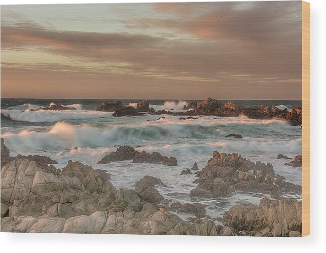 California Central Coast Wood Print featuring the photograph Waves and Rocks by Bill Roberts