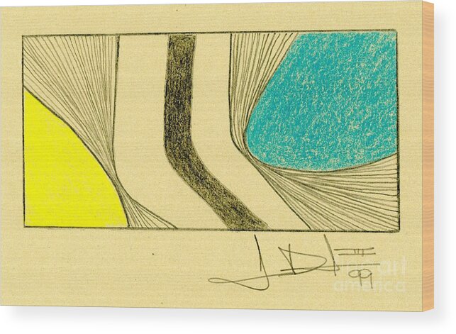 Circles Wood Print featuring the drawing Waves Yellow Blue by George D Gordon III