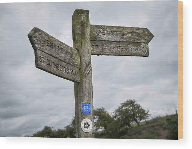 Borders Wood Print featuring the photograph Weathered route marker by Gary Eason