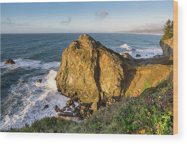 Sea Stacks Wood Print featuring the photograph Wedding Rock Evening Light by Greg Nyquist