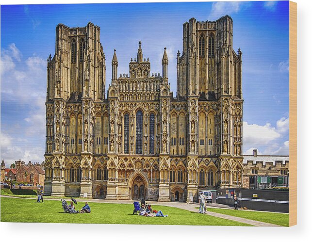 Anglican Wood Print featuring the photograph Wells Cathedral, Somerset UK by Chris Smith