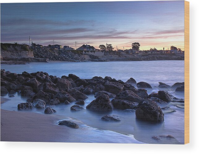 West Cliff Wood Print featuring the photograph West Cliff Santa Cruz Sunrise by Morgan Wright