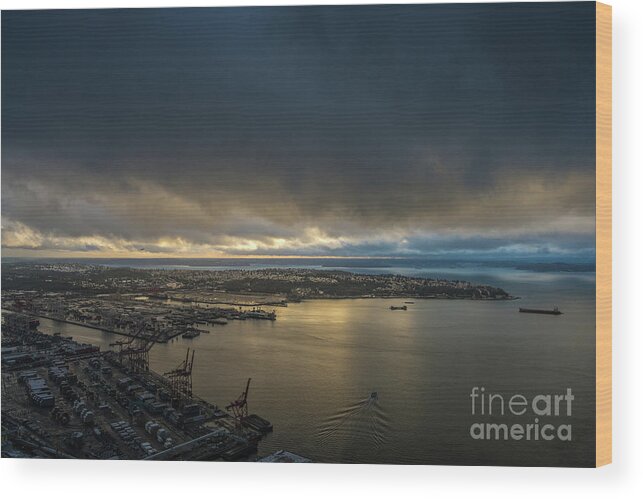 Seattle Wood Print featuring the photograph West Seattle Water Taxi Heading Out by Mike Reid