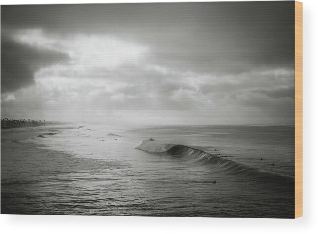 Black And White Wood Print featuring the photograph West Swell by Jeffrey Ommen