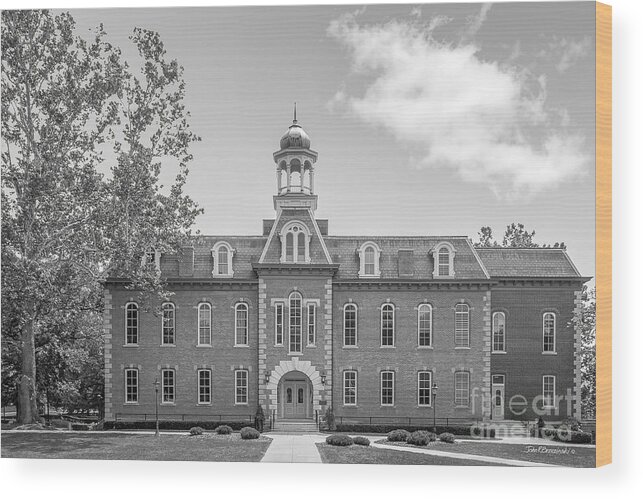 West Virginia University Wood Print featuring the photograph West Virginia University Martin Hall by University Icons