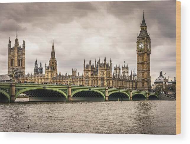 Elizabeth Tower Wood Print featuring the photograph Westminster Bridge London by Nicky Jameson
