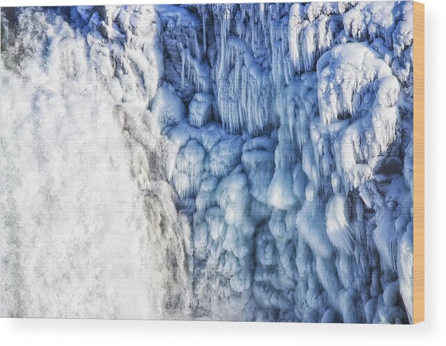Waterfall Wood Print featuring the photograph White water and blue ice Gullfoss waterfall Iceland by Matthias Hauser