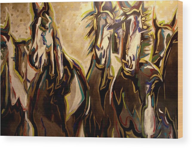 Horses Wood Print featuring the painting Wild by Lelia DeMello