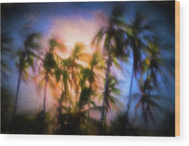 Palm Trees Wood Print featuring the digital art Wind and Palms by Celso Bressan