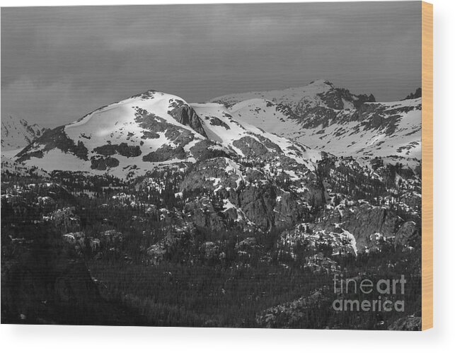Wind River Moutains Wood Print featuring the photograph Wind River Mountains black and white by Edward R Wisell