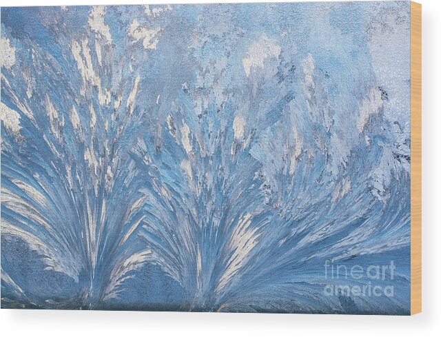 Cheryl Baxter Photography Wood Print featuring the photograph Window Frost Waves by Cheryl Baxter