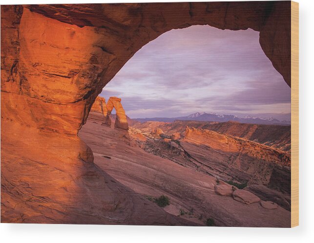 Delicate Arch Wood Print featuring the photograph Window to Arch by Wesley Aston