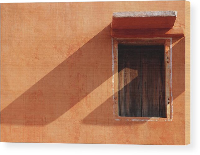 Minimal Wood Print featuring the photograph Window with Long Shadow by Prakash Ghai