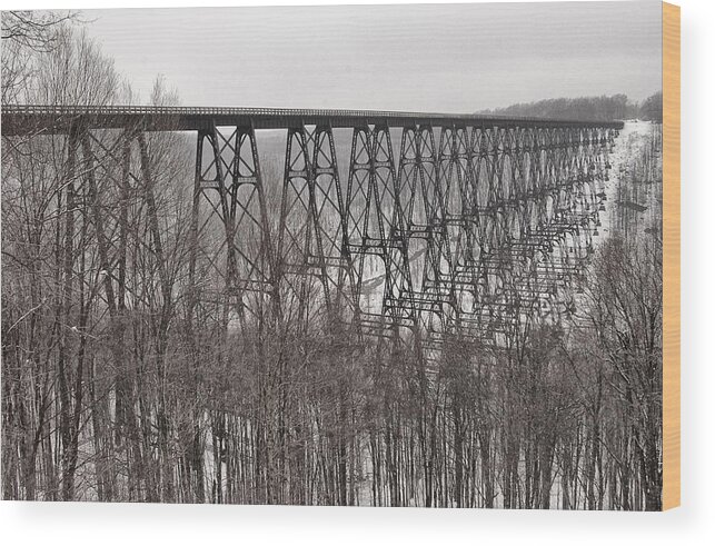 Kinzua Viaduct Wood Print featuring the photograph Winter Bridge by Wade Aiken