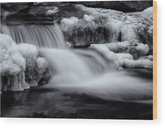 Stickney Brook Wood Print featuring the photograph Winter Brook In Black and White by Tom Singleton