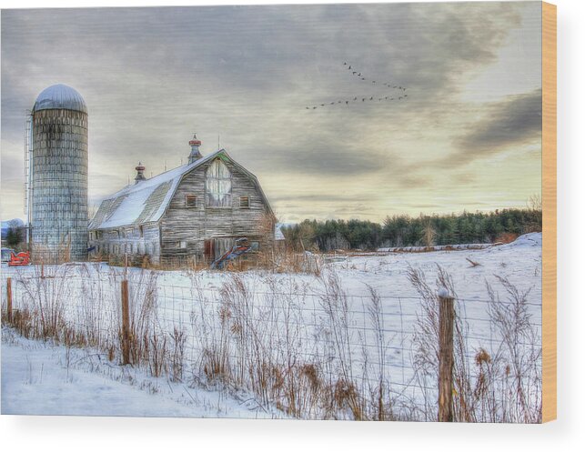 Barn Wood Print featuring the digital art Winter Days in Vermont by Sharon Batdorf