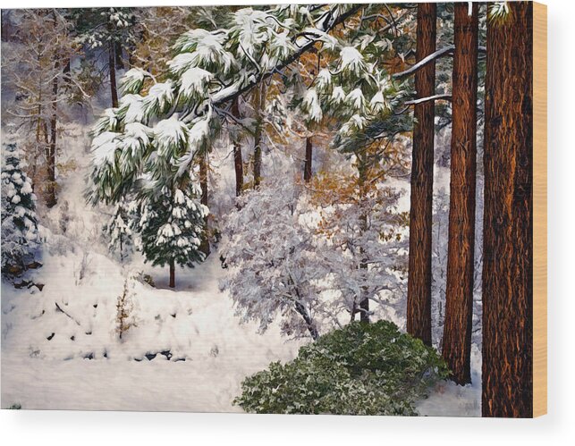 Background Wood Print featuring the photograph Winter Forest by Maria Coulson