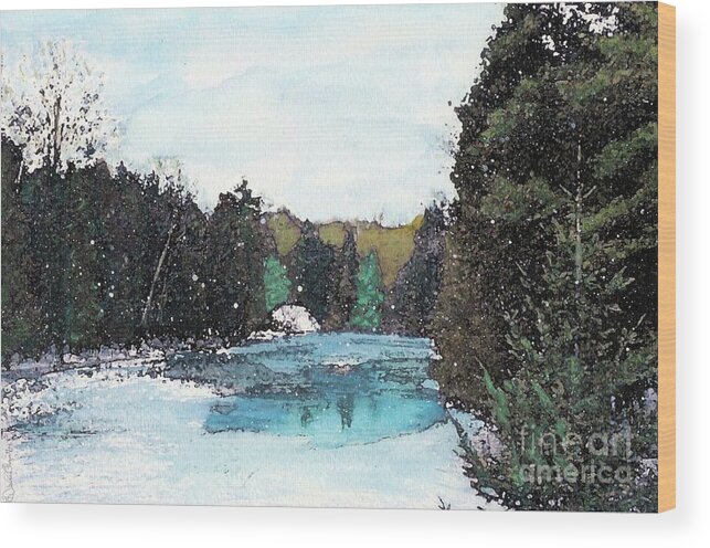 River Wood Print featuring the mixed media Winter in Kalkaska by Desiree Paquette