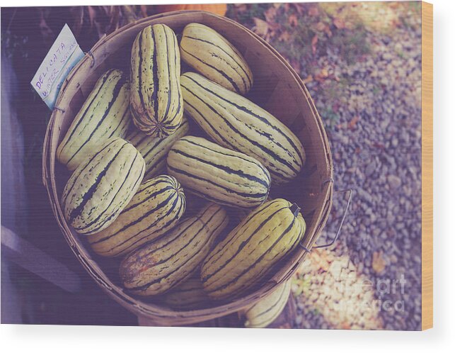 Squash Wood Print featuring the photograph Winter squash for sale at a farm stand by Edward Fielding