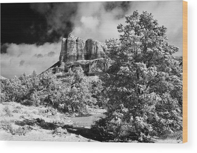 Landscape Wood Print featuring the photograph Winter Storm Clearing on Courthouse Butte by Bob Coates