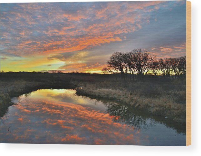 Glacial Park Wood Print featuring the photograph Winter Sunrise on Nippersink Creek in Glacial Park by Ray Mathis