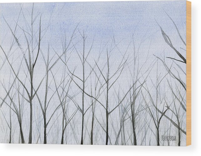 Landscape Wood Print featuring the painting Winter Trees by Beverly Brown